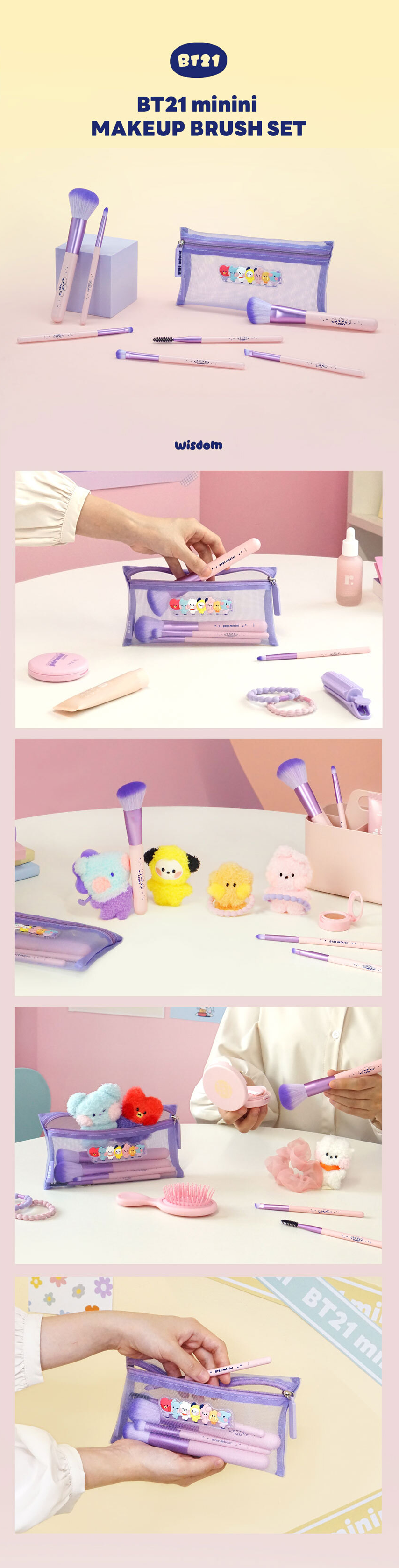 BT21 MININI MAKEUP BRUSH SET COKODIVE
